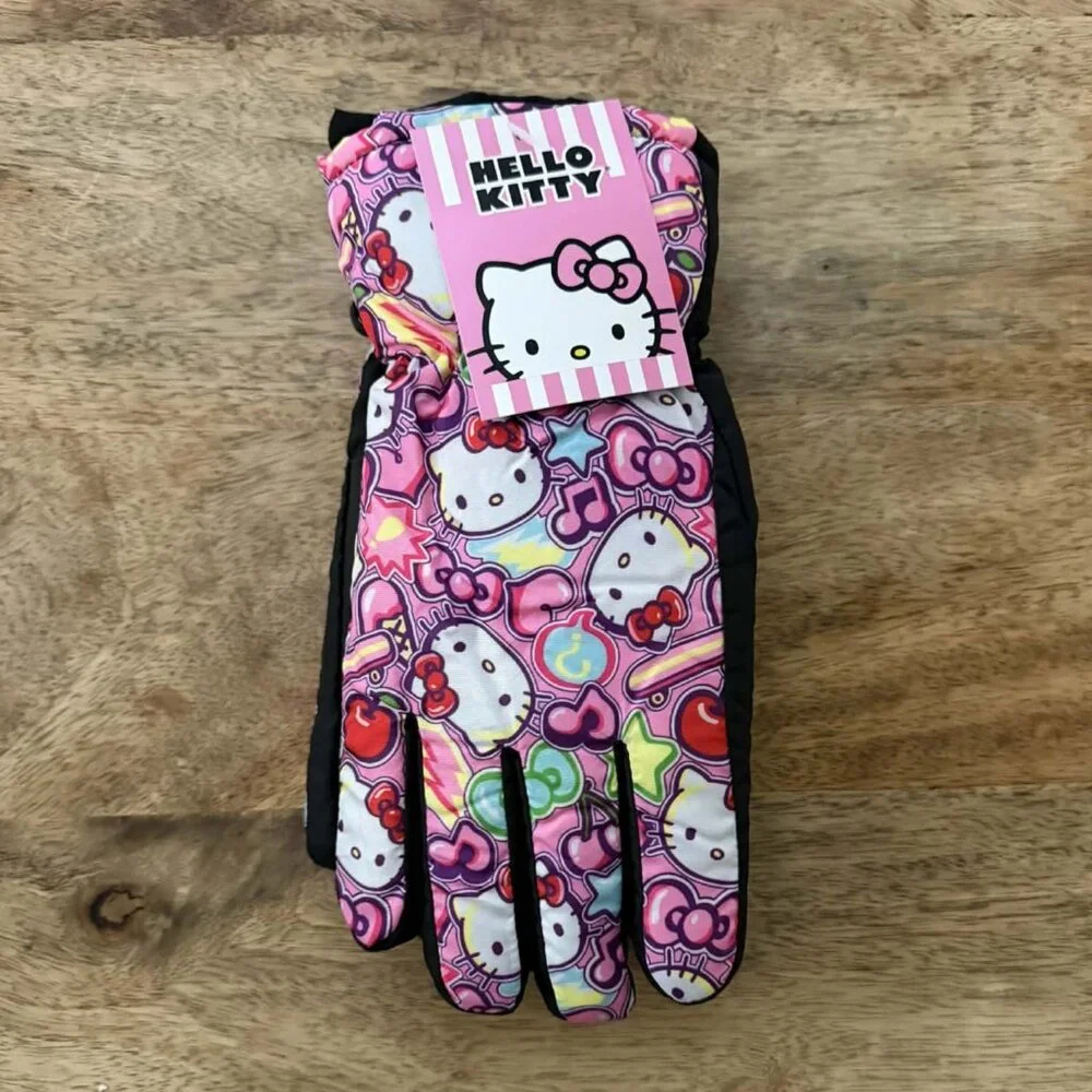 New: L/XL Girls Hello Kitty Ski Gloves